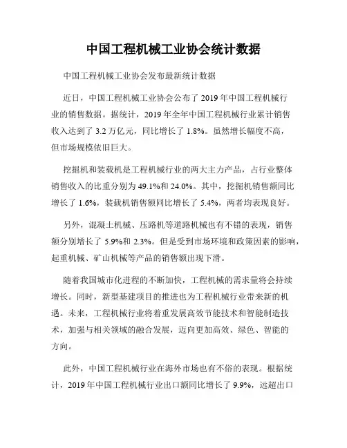 中国工程机械工业协会统计数据