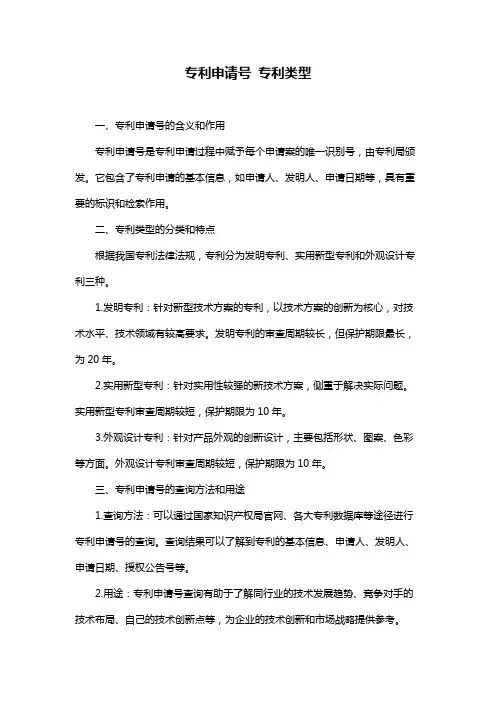 专利申请号 专利类型