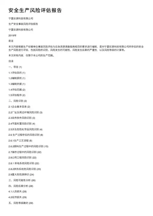 安全生产风险评估报告