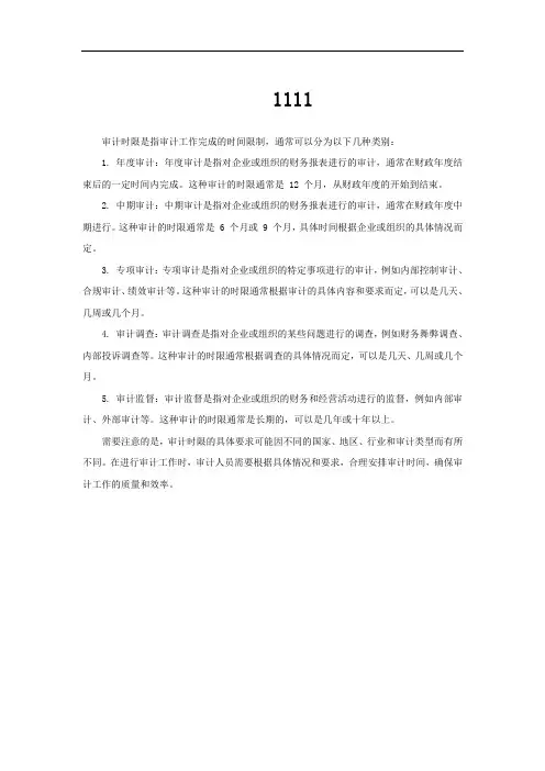 审计 时限类别