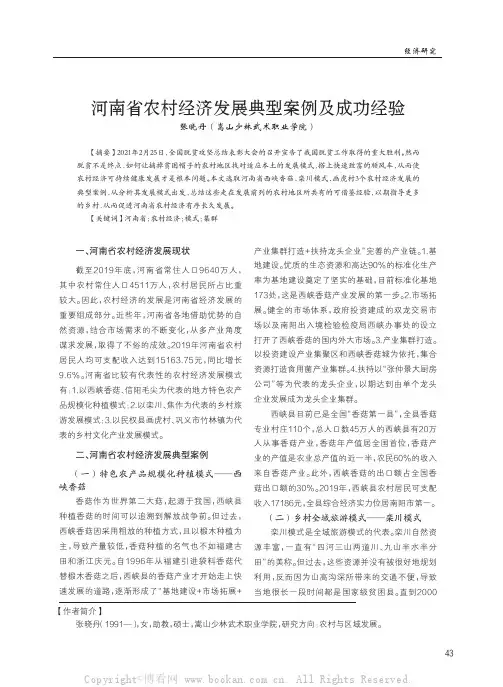 河南省农村经济发展典型案例及成功经验