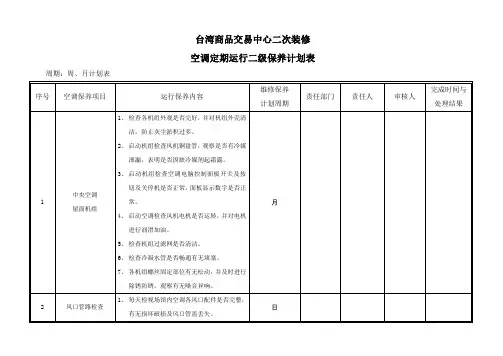 空调保养计划表