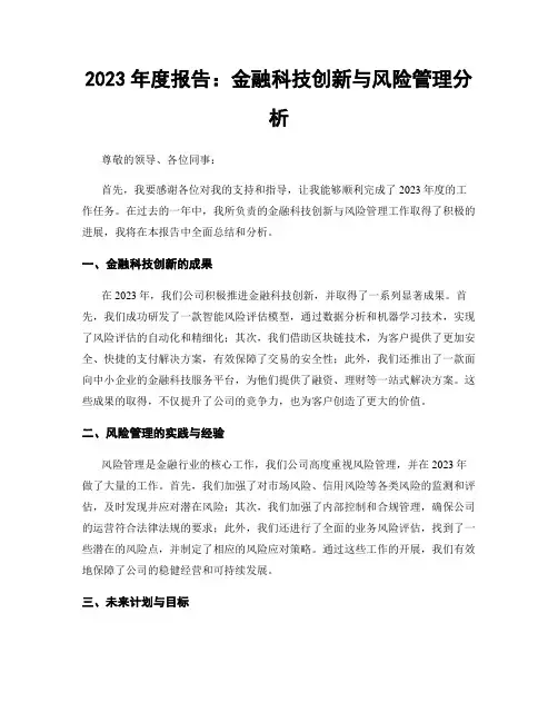 2023年度报告：金融科技创新与风险管理分析