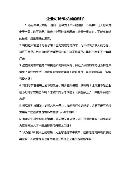企业可持续发展的例子