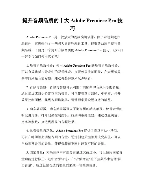提升音频品质的十大Adobe Premiere Pro技巧