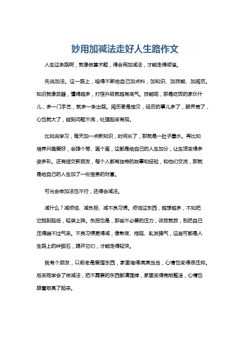 妙用加减法走好人生路作文