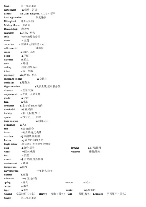 Unit 1        第一单元单词