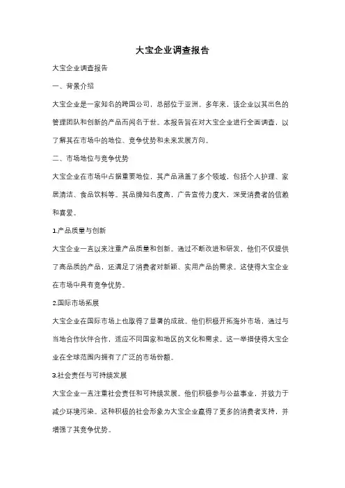 大宝企业调查报告