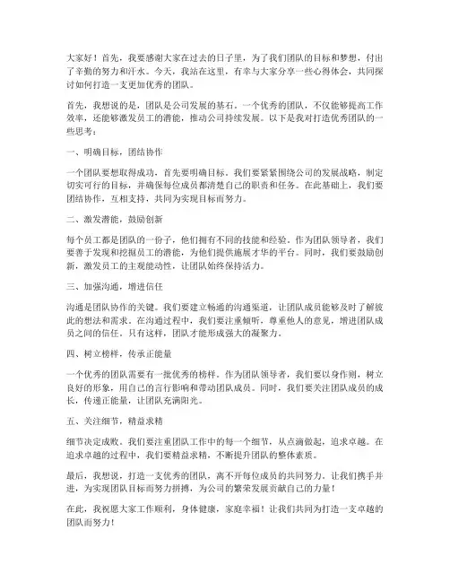 团队老板发言稿范文