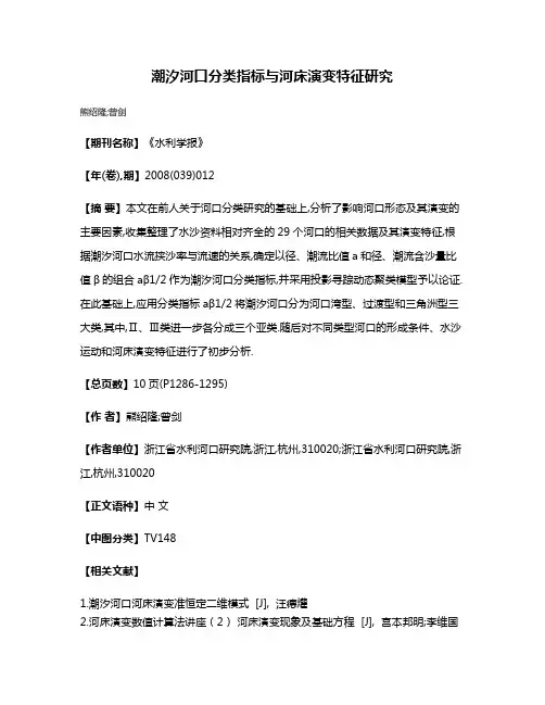 潮汐河口分类指标与河床演变特征研究