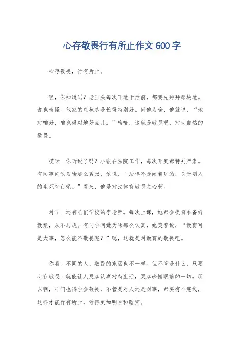 心存敬畏行有所止作文600字