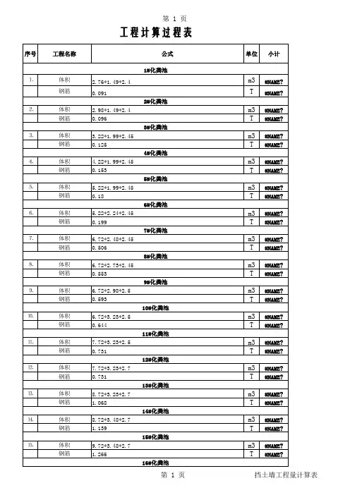 化粪池钢筋砼工程量计算表