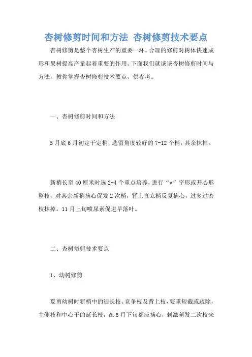 杏树修剪时间和方法 杏树修剪技术要点