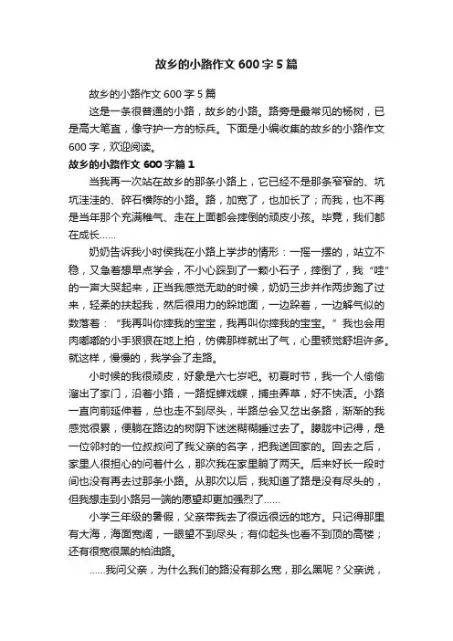 故乡的小路作文600字5篇