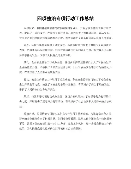 四项整治专项行动工作总结