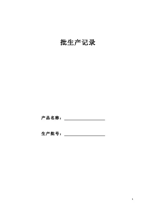 口罩批生产记录【范本模板】