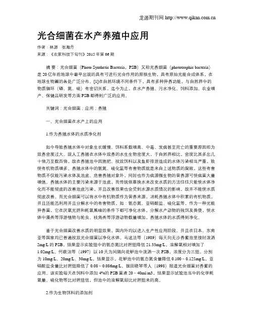 光合细菌在水产养殖中应用