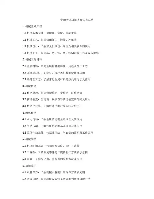中职考试机械类知识点总结