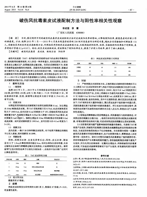 破伤风抗毒素皮试液配制方法与阳性率相关性观察