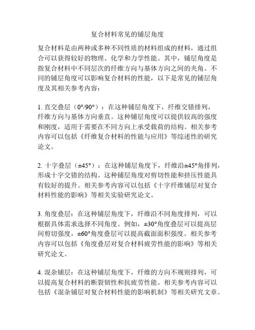 复合材料常见的铺层角度