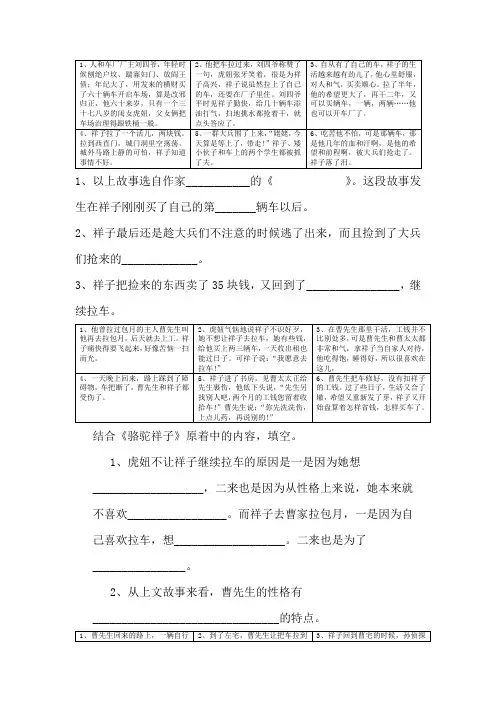 年月日骆驼祥子连环画上