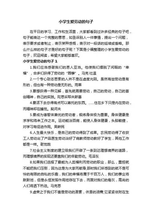 小学生爱劳动的句子大全