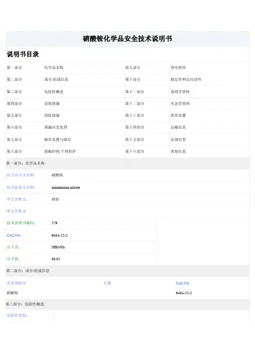MSDS硝酸铵