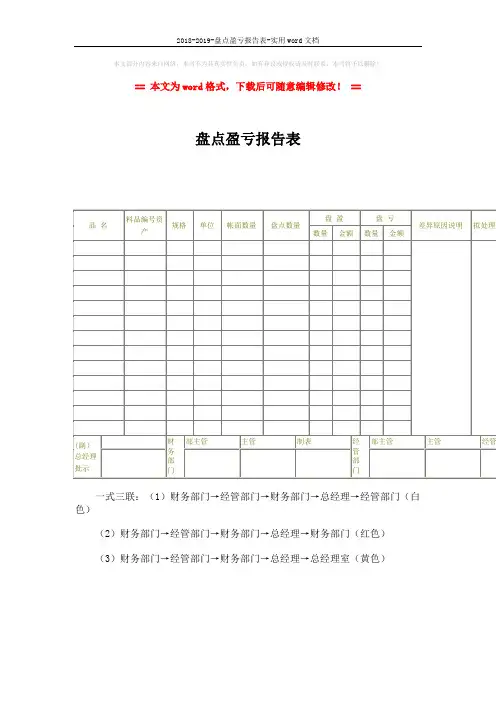 2018-2019-盘点盈亏报告表-实用word文档 (1页)