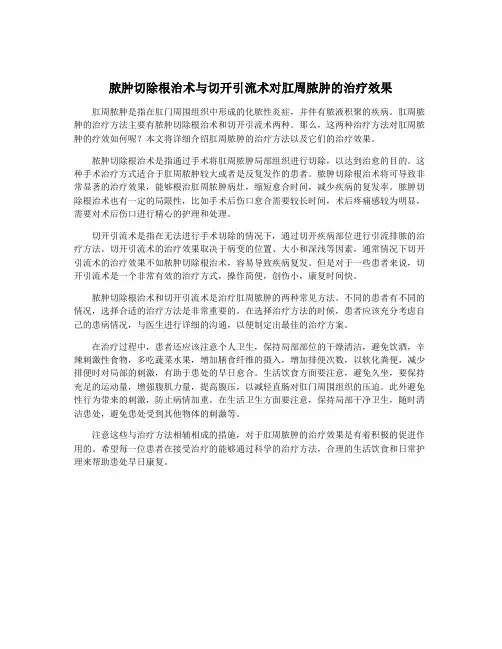 脓肿切除根治术与切开引流术对肛周脓肿的治疗效果