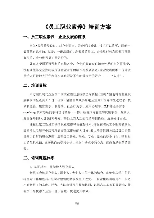 完整版最新员工职业素养培训方案.doc