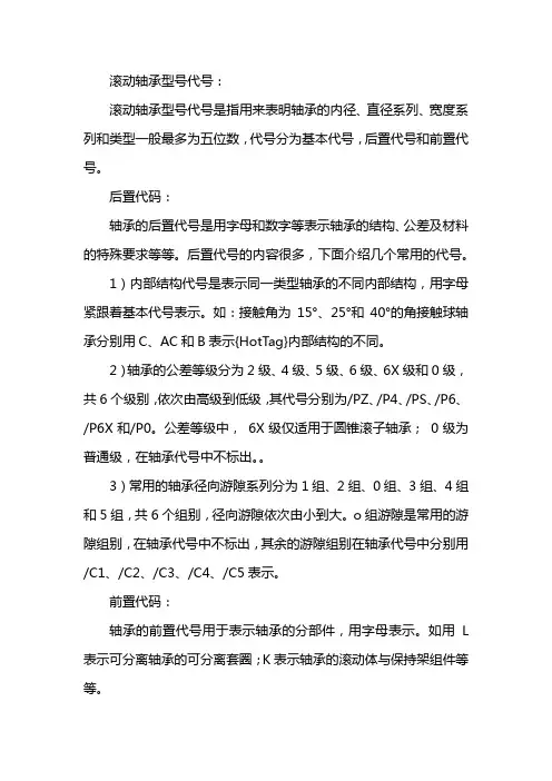 轴承型号含义