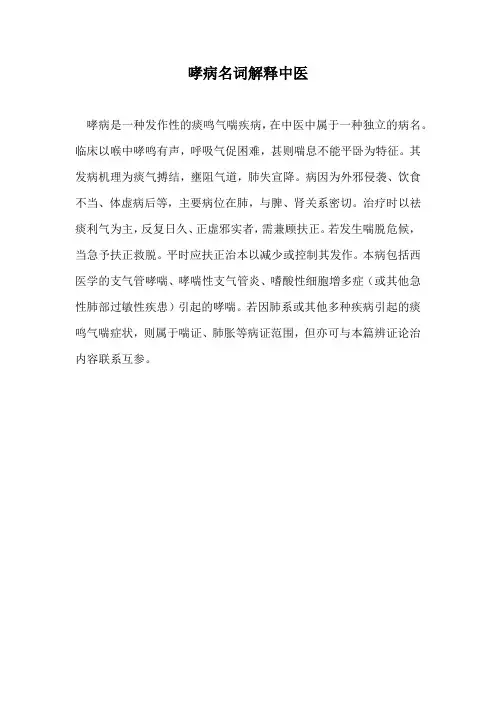 哮病名词解释中医