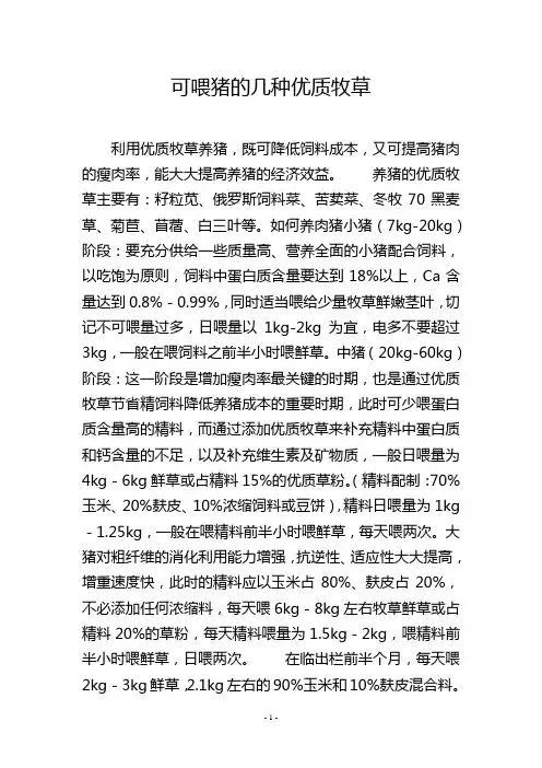 可喂猪的几种优质牧草