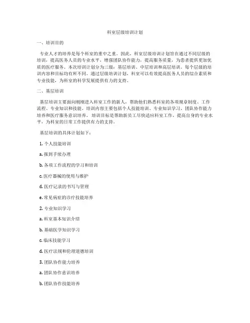 科室层级培训计划