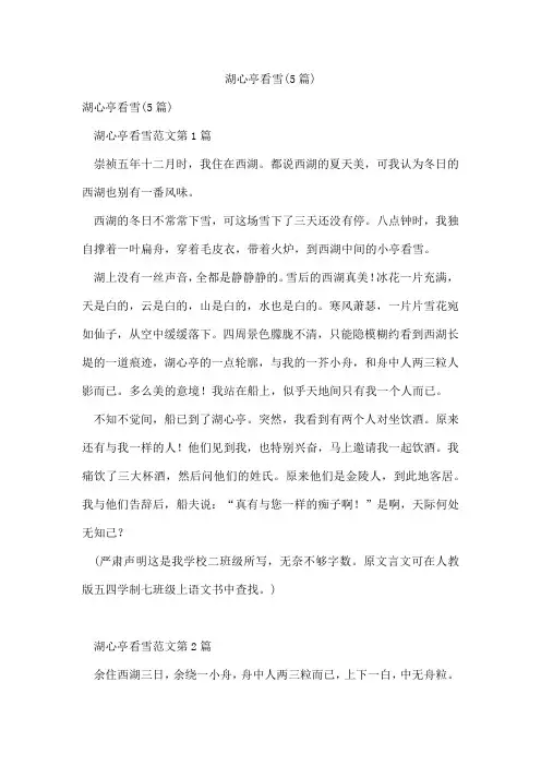湖心亭看雪(5篇)