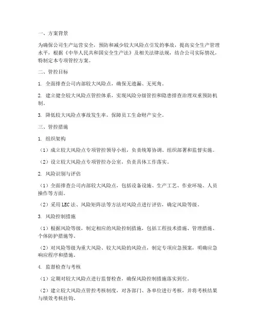 较大风险点专项管控方案