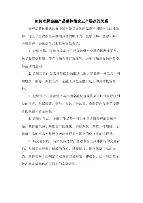 如何理解金融产品整体概念五个层次的关系