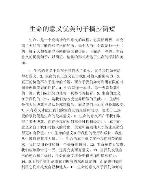 生命的意义优美句子摘抄简短