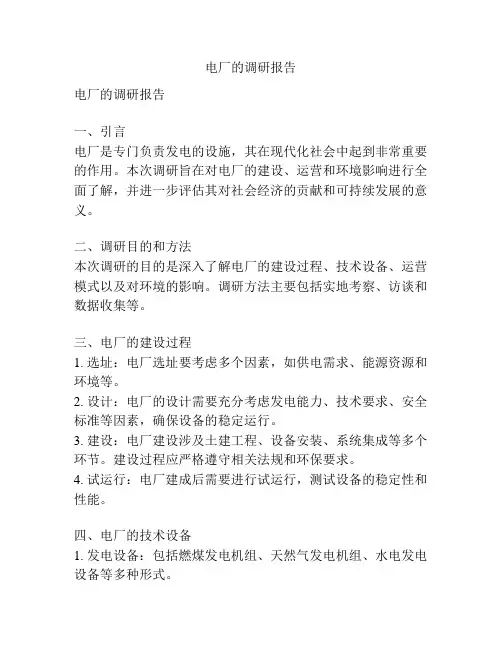 电厂的调研报告