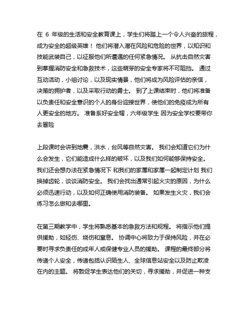六年级下生命与安全教育教案人教版