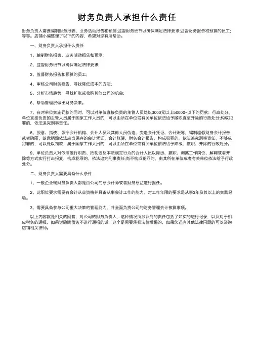 财务负责人承担什么责任