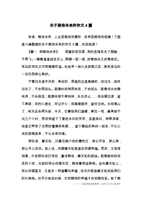 关于期待未来的作文4篇