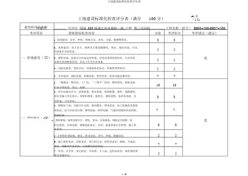 工地建设标准化检查评分表