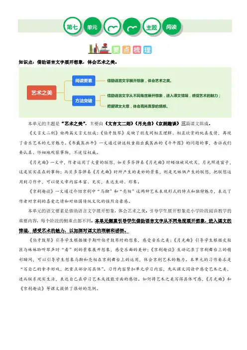 第七单元“艺术之美”(主题阅读)-2023-2024学年六年级语文上册阅读理解(统编版)(一)