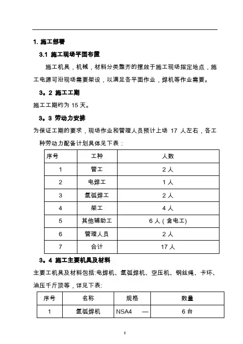 氧气管道安装施工作业方案
