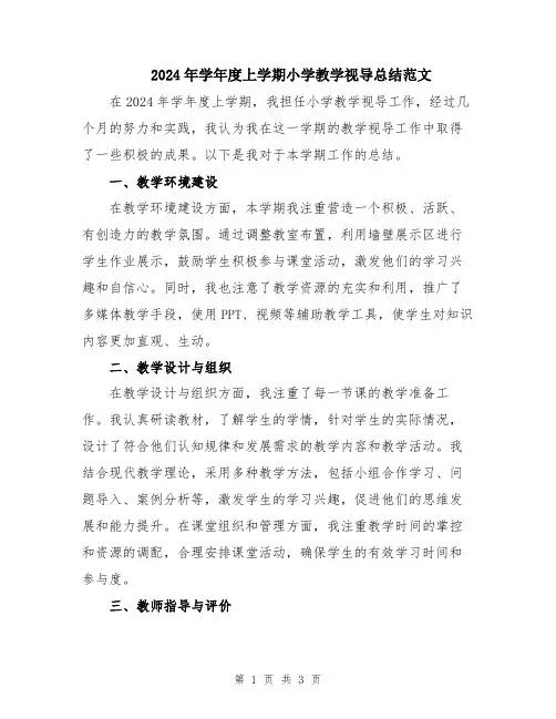 2024年学年度上学期小学教学视导总结范文