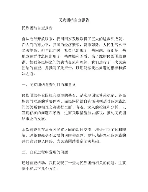民族团结自查报告