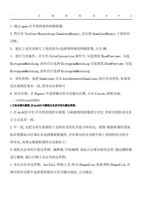 ENVI影像拼接裁剪