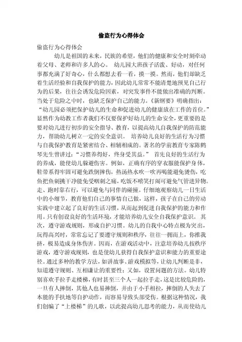偷盗行为心得体会