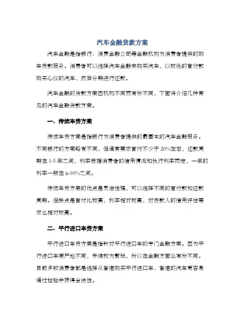 汽车金融货款方案